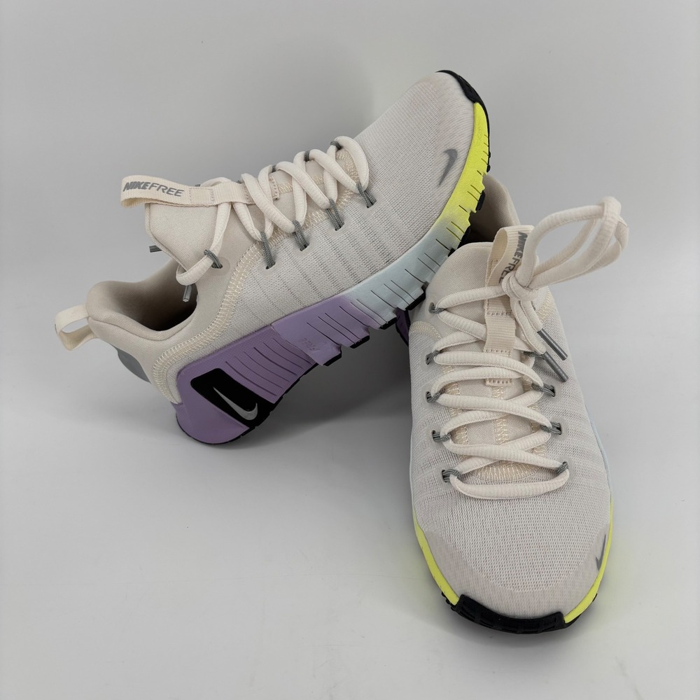 Nike Free Metcon 6 Women 5 White Purple Yellow HJ6214-001 Training Shoes NWOT